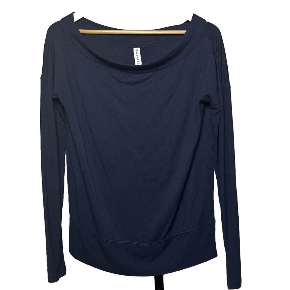 ATHLETA Top Long Sleeve Sweatshirt Pullover Thumbholes Stretch Blue Women Small